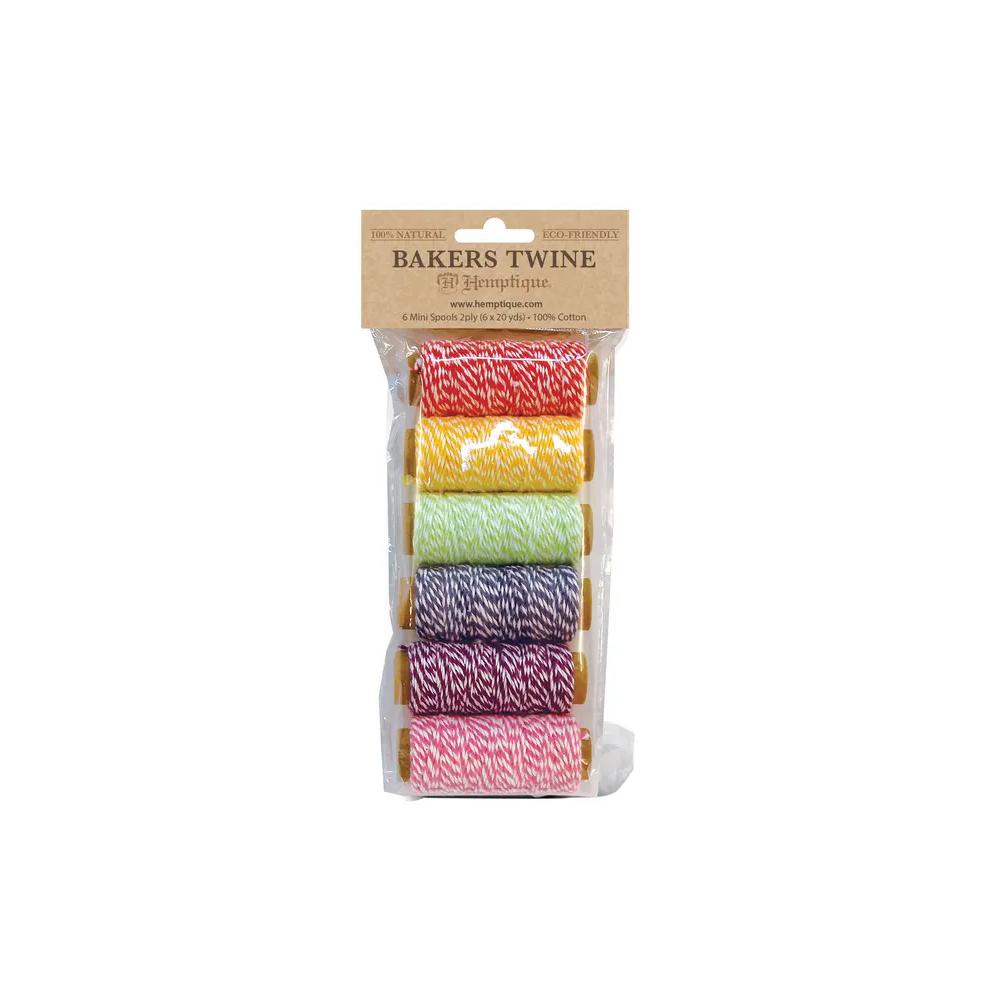 Twine/Thread/Cord, Cotton, Art & School, Hemptique, Cotton, Baker's Twine, Mini Spool, 6 pack, Rainbow, 718392